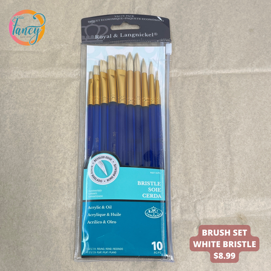 BRUSH SET WHITE BRISTLE 10 PC