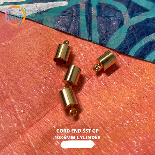 CORD END SST GP 10X6MM CYLINDER 2 PC