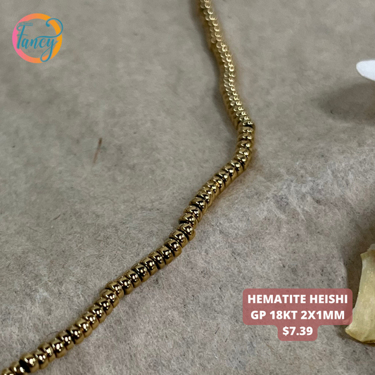 HEMATITE HEISHI GP 18KT 2X1MM STRAND