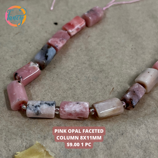 PINK OPAL FACETED COLUMN 8X11MM