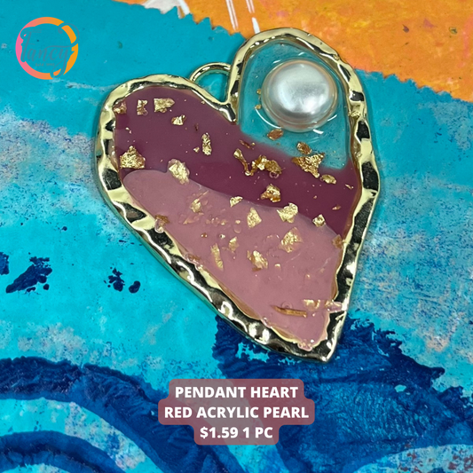 PENDANT HEART RED ACRYLIC PEARL