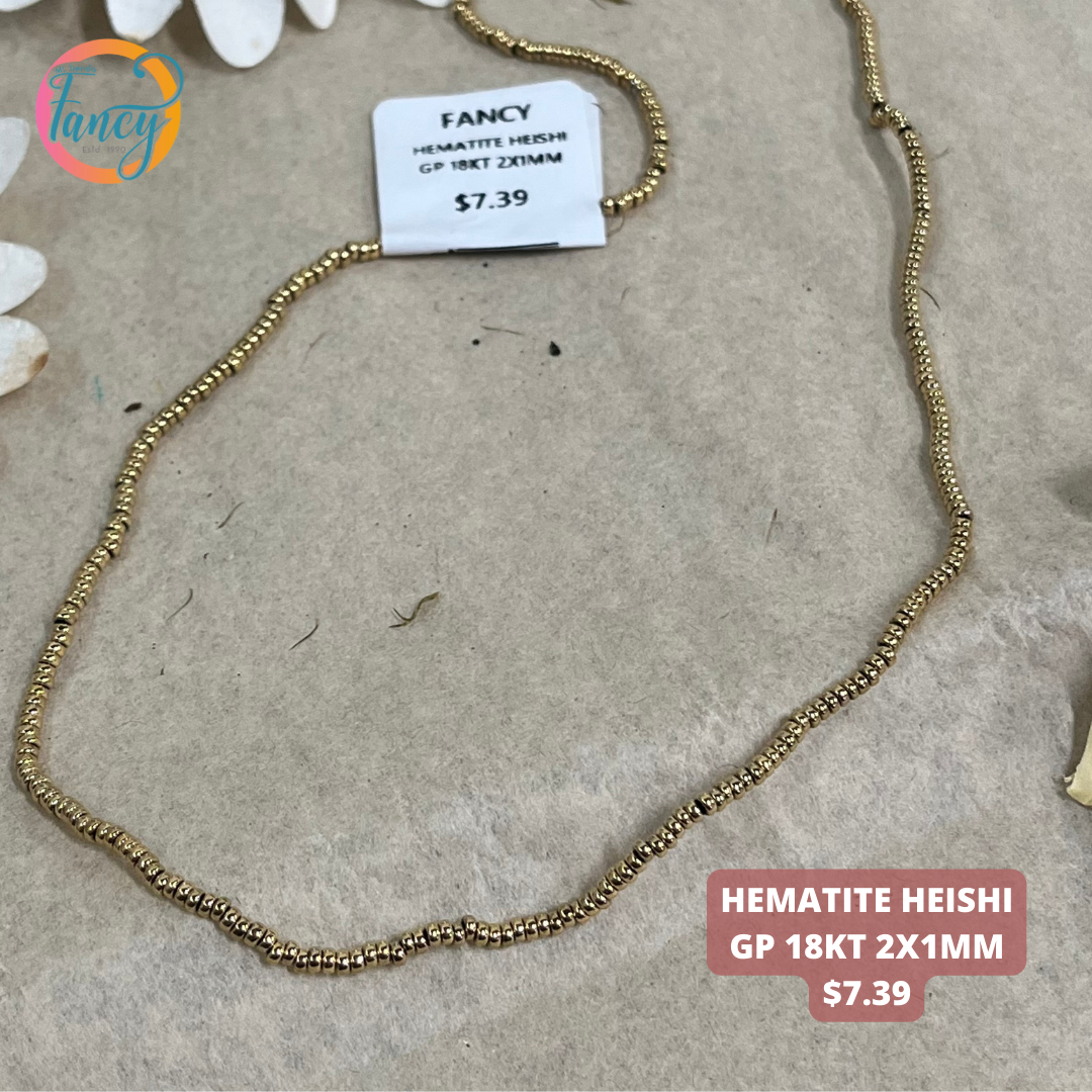 HEMATITE HEISHI GP 18KT 2X1MM STRAND