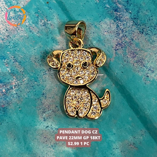 PENDANT DOG ZIRCONIAS PAVE 22MM GP 18KT 1PC