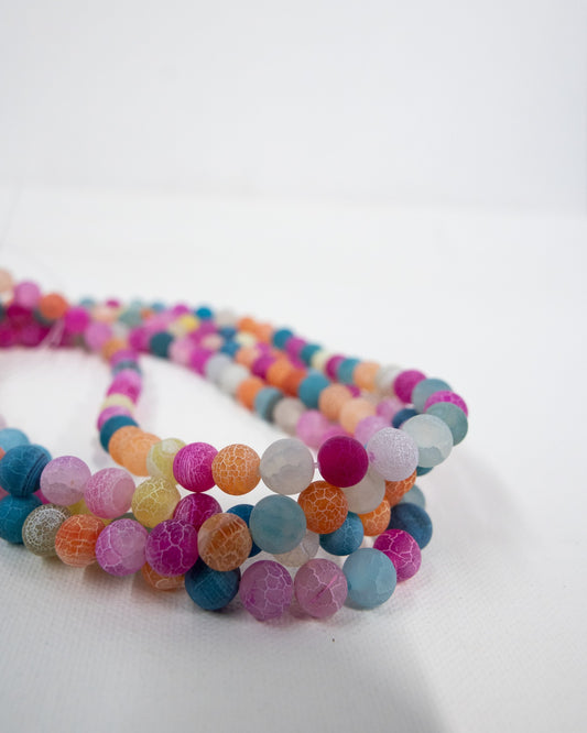 AGATE 8mm Round pastel frosted 1 strand