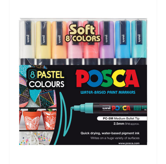 POSCA Soft Colours PC-5M 1.8-2.5mm 8 PC Medium Soft
