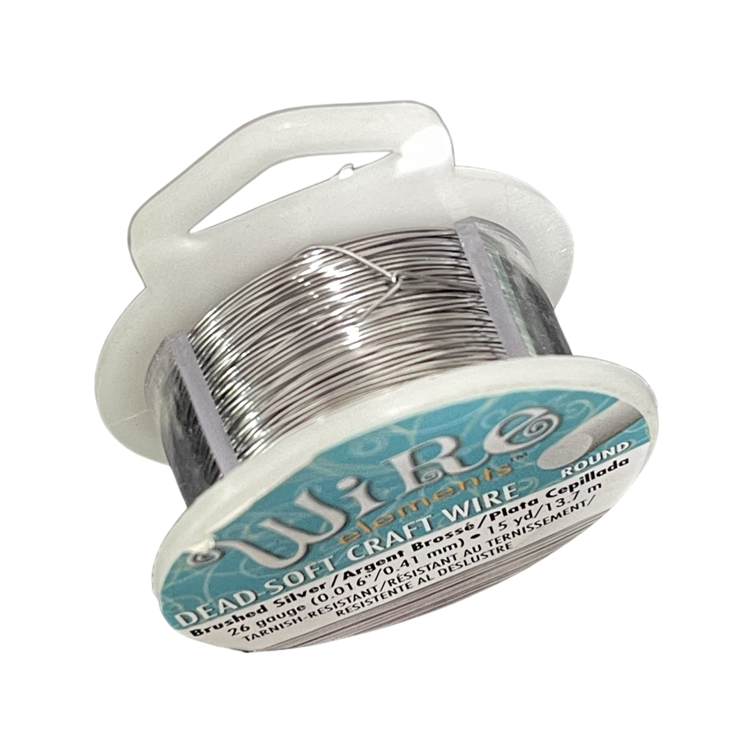 CRAFT WIRE 26GA BRUSHED SILVER 15 YD NON TARNISH