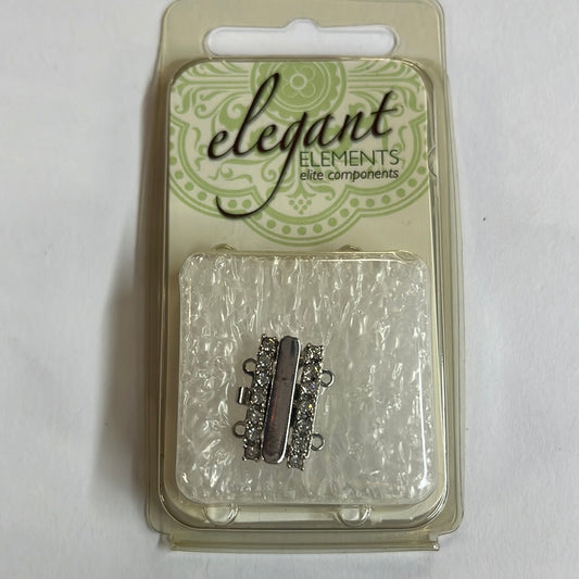 CLASP BOX SST 15X10MM 2 STRANDS CRYSTAL RHODIUM FINISH  1 PC