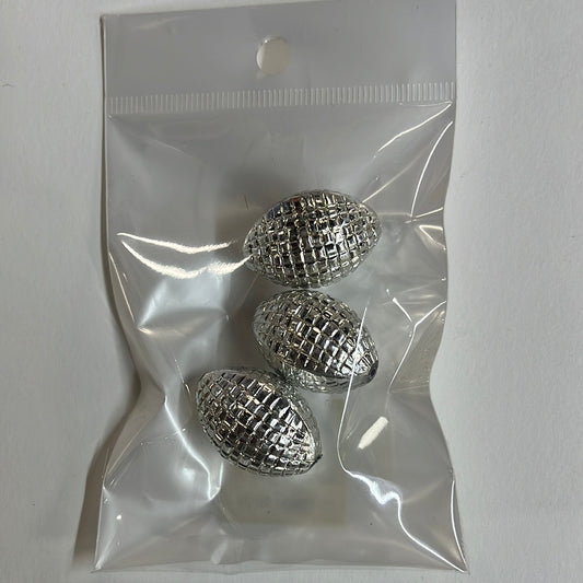 ACRYLIC OVAL 27MM SILVER 3 PC