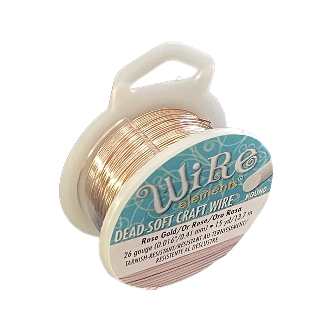 CRAFT WIRE 26GA ROSE GOLD 15YD/13.7M TARNISH RESISTANT