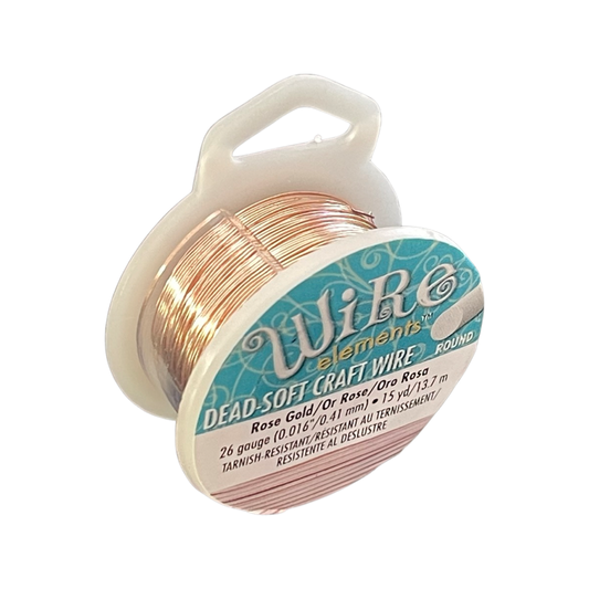 CRAFT WIRE 26GA ROSE GOLD 15YD/13.7M TARNISH RESISTANT