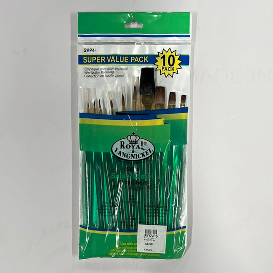 BRUSH SET SABLE ROYAL LANGNICKEL SUPER VALUE 10 PC SET