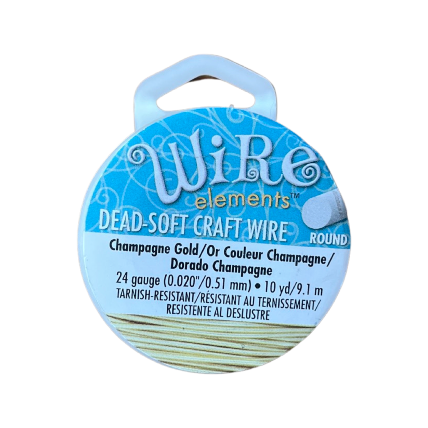 CRAFT WIRE 24 GA CHAMPAGNE GOLD 10 YD NON TARNISH