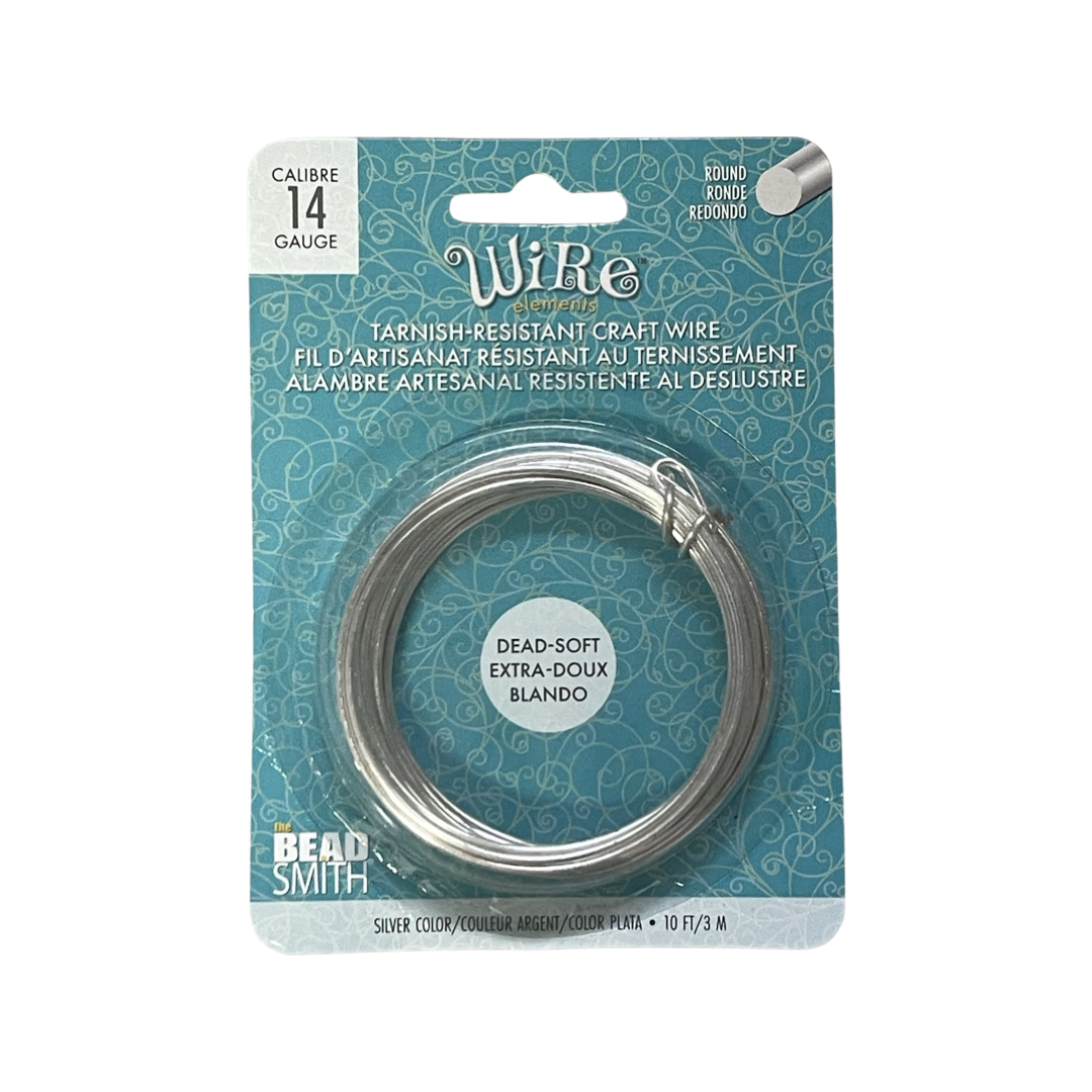 CRAFT WIRE 14GA SILVER COLOR 10FT/3M TARNISH RESISTANT