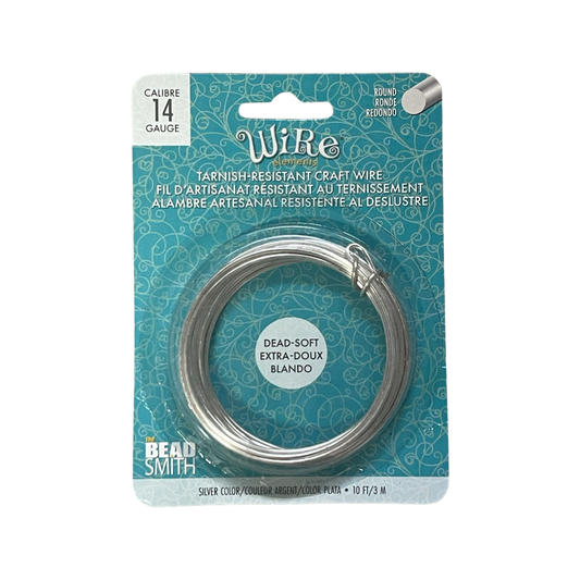 CRAFT WIRE 14GA SILVER COLOR 10FT/3M TARNISH RESISTANT