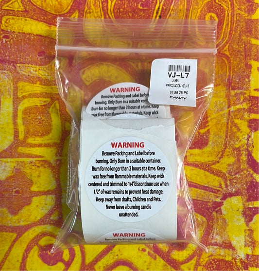 LABEL PRECAUCION VELAS 25 PC