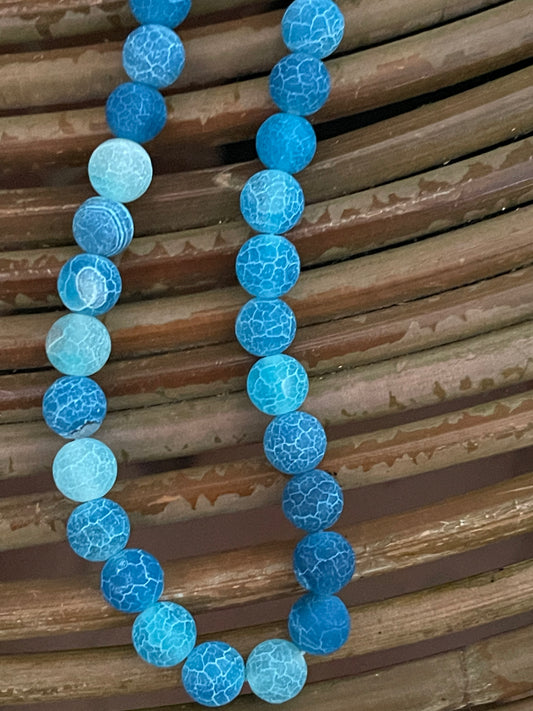 FIRE CRACKLE AGATE 8MM CORNFLOWER BLUE 1 STRAND