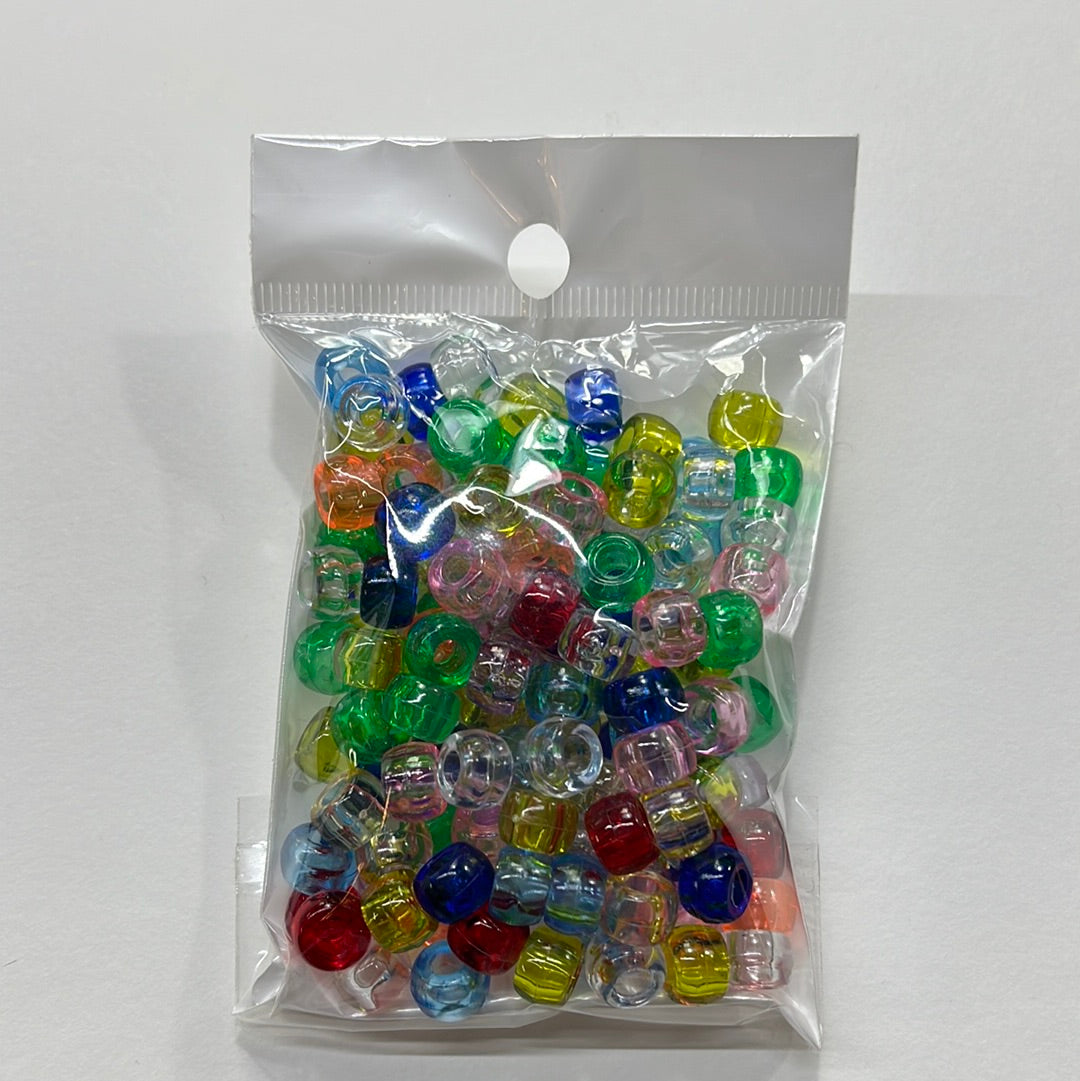 PONY BEADS 9X6MM CLEAR