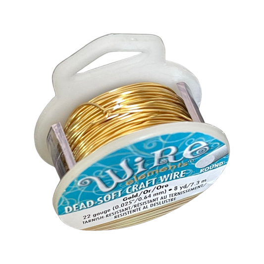 CRAFT WIRE 22GA GOLD 8 YDS NON TARNISH