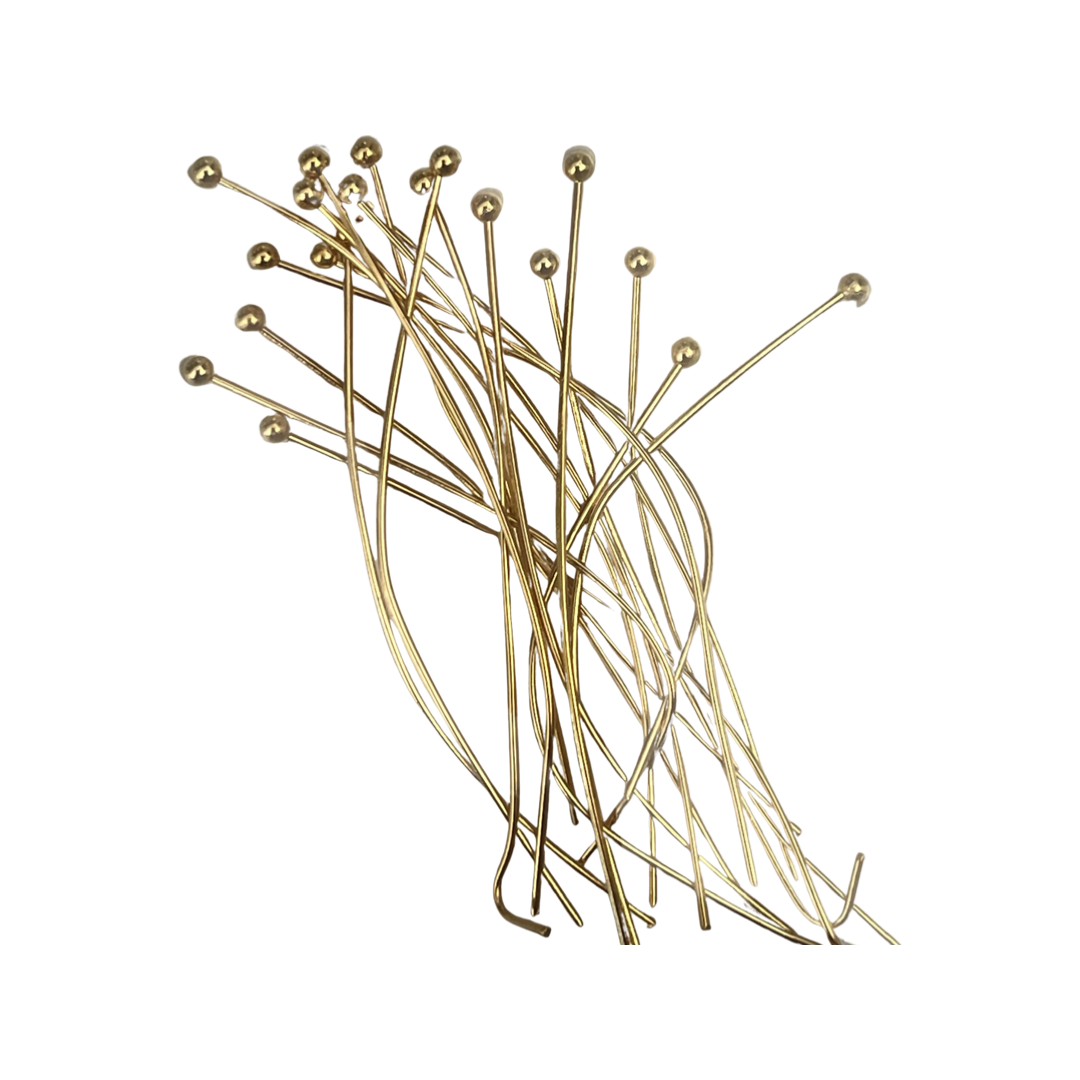 HEADPIN STAINLESS STEEL GOLD PLATE 50 MM