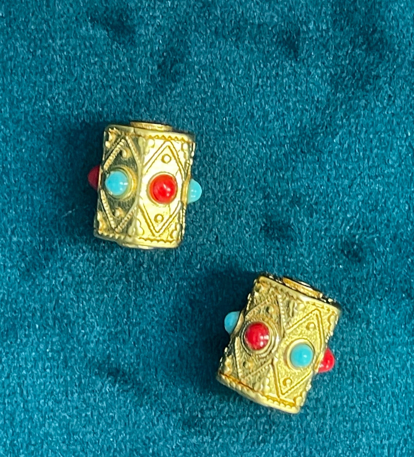 Bead gold matte coral and turquoise
