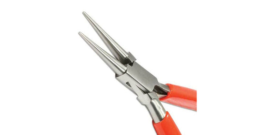 PLIER ROUNDNOSE 143MM RED HANDLE WITH SPRING