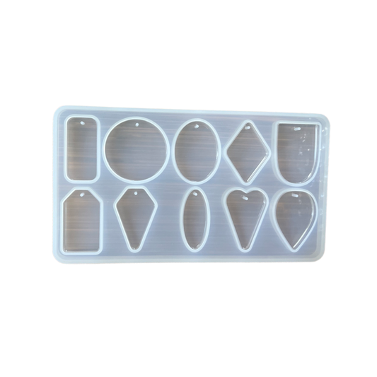 RESIN SILICON MOLD FOR PENDANTS OR EARRINGS 10 GEOMETRIC SHAPES