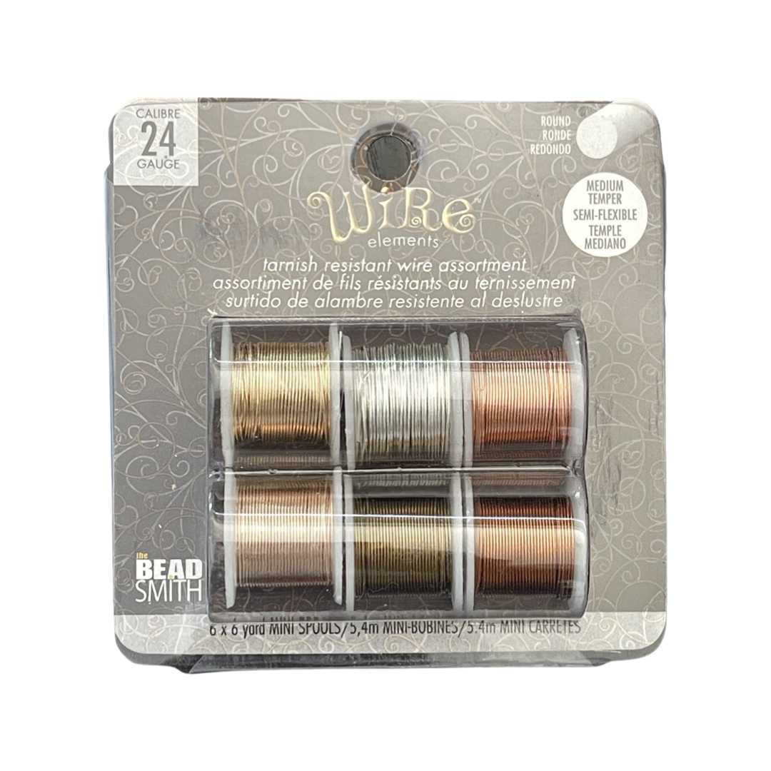 CRAFT WIRE SET 24 GA 6 COLORS 4 YDS NON TARNISH
