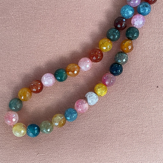 AGATE ROUND 12MM FACETED MIX