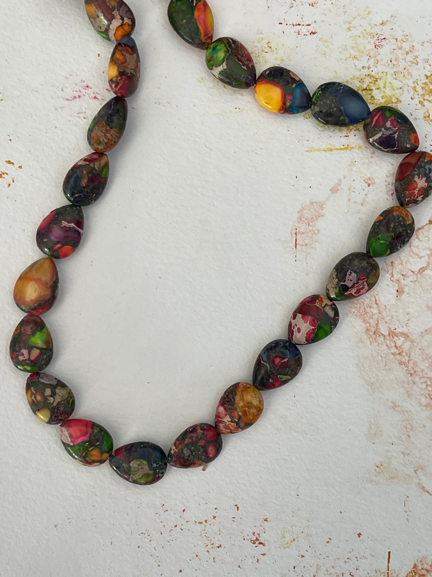 JASPER SYNTHETIC TEARDROP IMPERIAL 14X10MM MULTI 1 STRAND