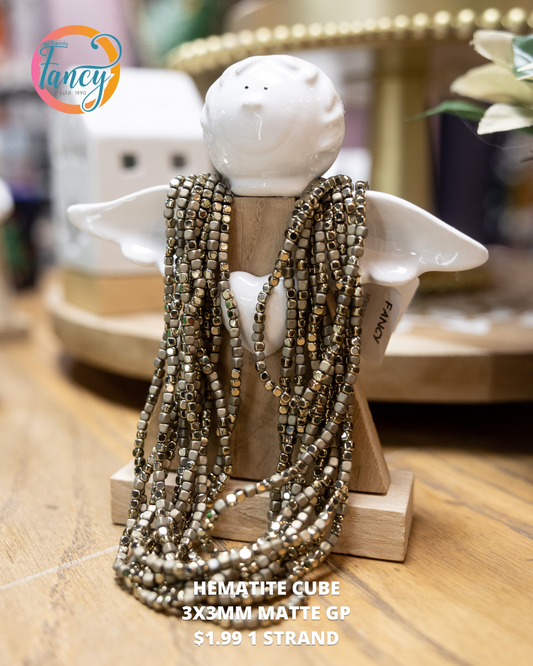 HEMATITE CUBE MATTE GP 1 STRAND