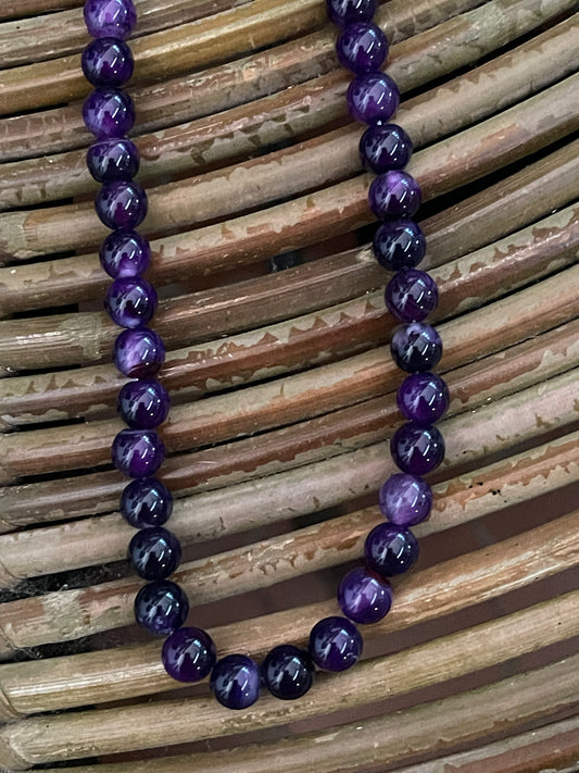 AGATE 8MM ROUND VIOLET 1 STRAND