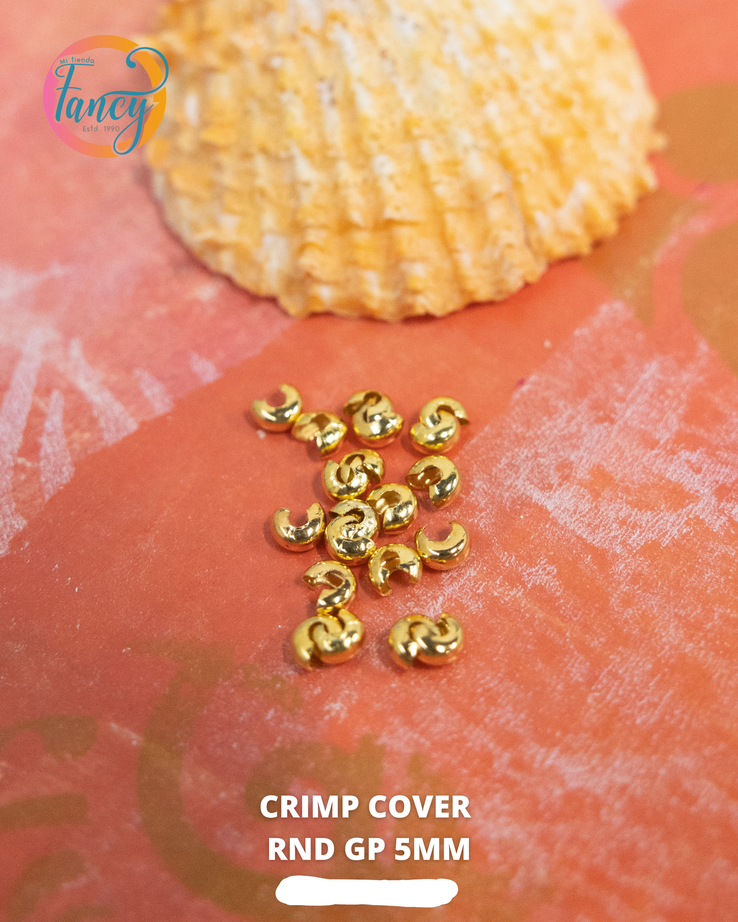 CRIMP COVER ROUND STAINLESS STEEL GOLD PLATE 5X2MM 20PC