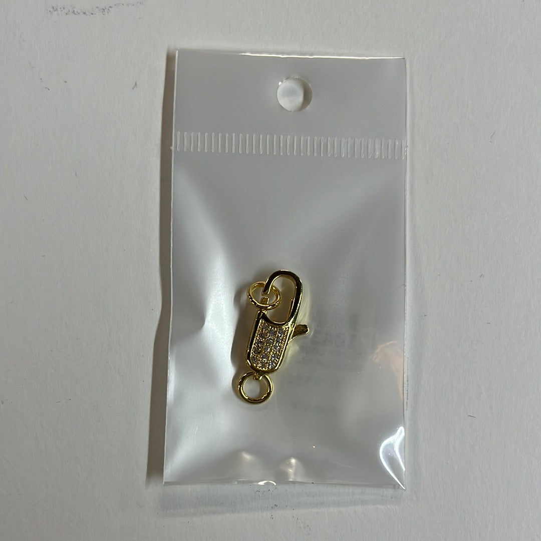 LOBSTER CLASP PAVE GP 18KT CZ 1 PC