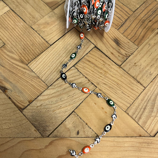 CHAIN SST OVAL EYE BLACK RED X PIE