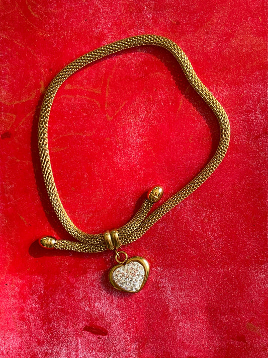 BRACELET SLIDER MESH PAVE HEART