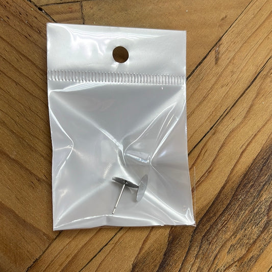 STUD EARRING SST FLAT ROUND 10MM