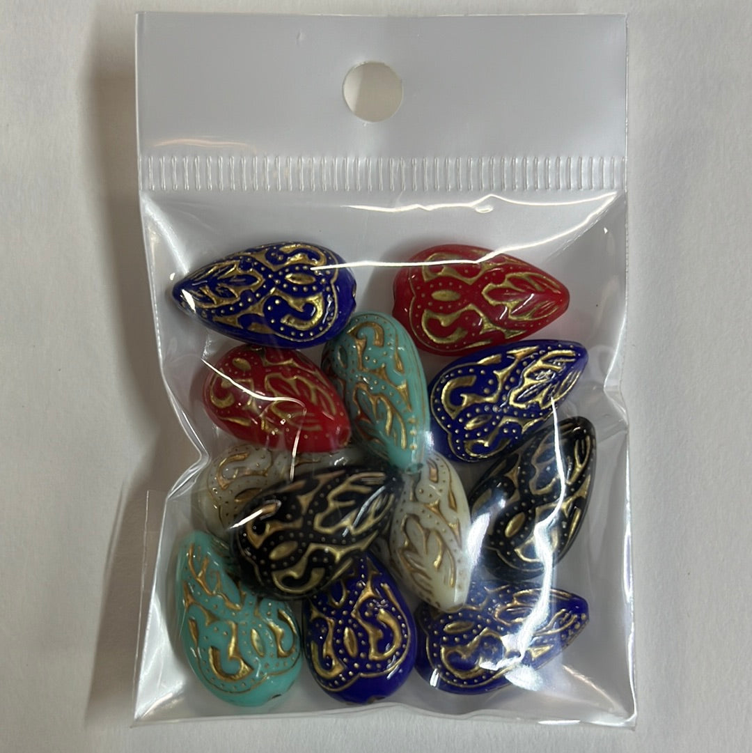 TEARDROP ACRYLIC GP MULTI 18X11MM 12 PC