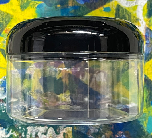 JAR 4 OZ CLEAR LOW TAPA BLACK DOME