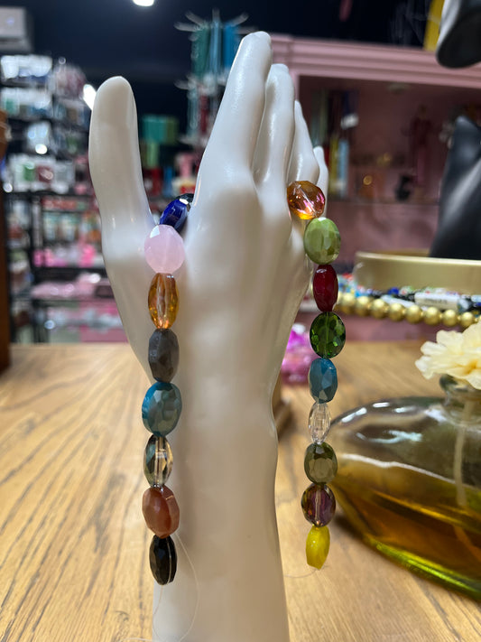 GLASS FACETED OVAL PEARL LUSTER 16x12