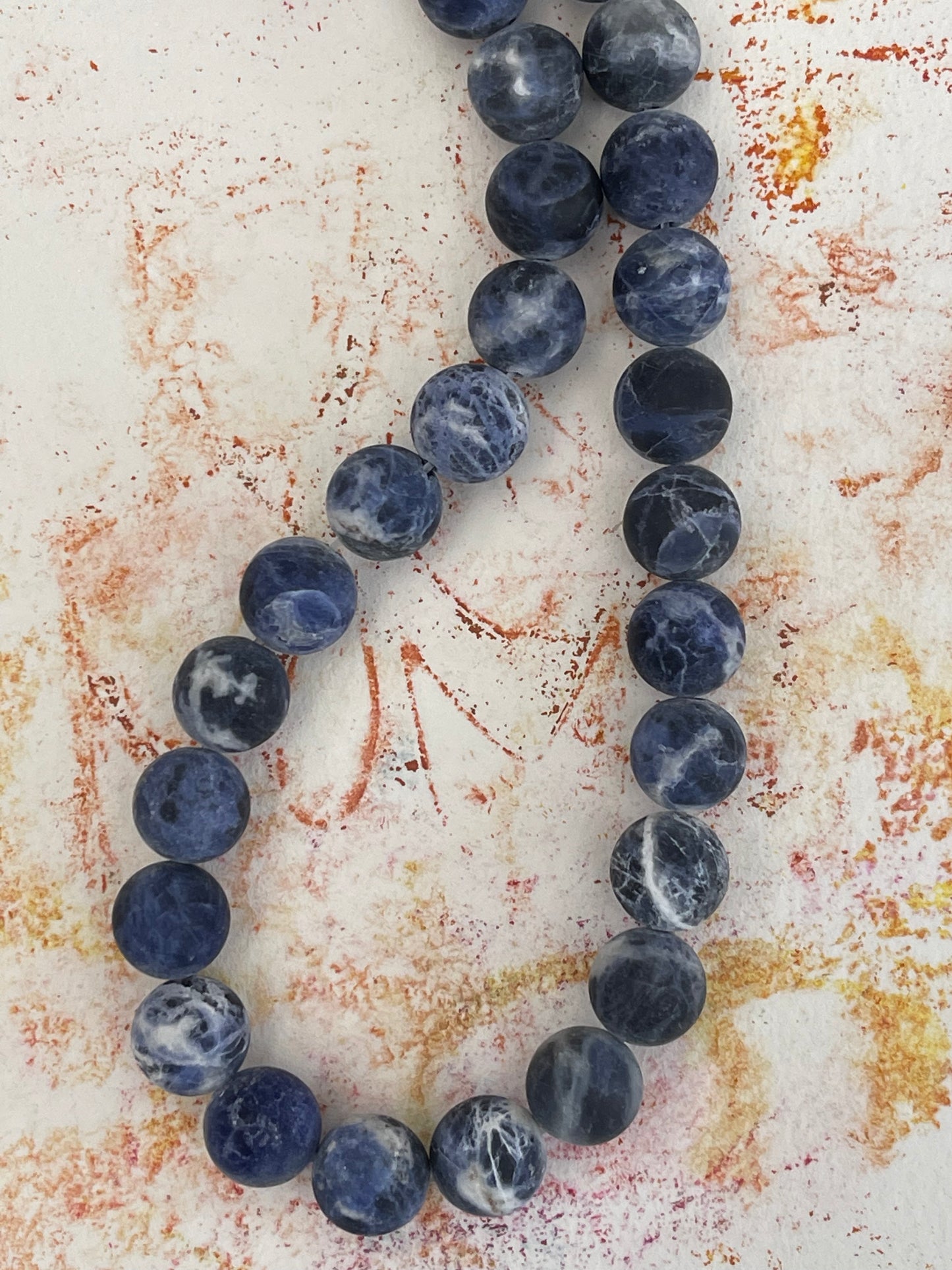SODALITE 10MM ROUND FROSTED 1 STRAND