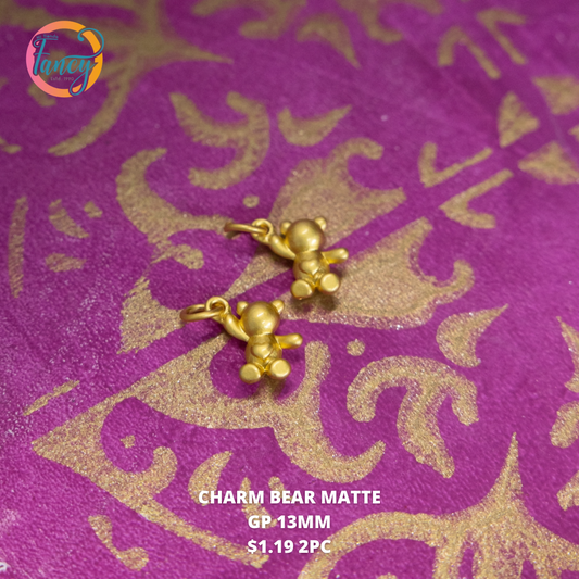 CHARM BEAR GOLD MATTE 13 MM 2PC