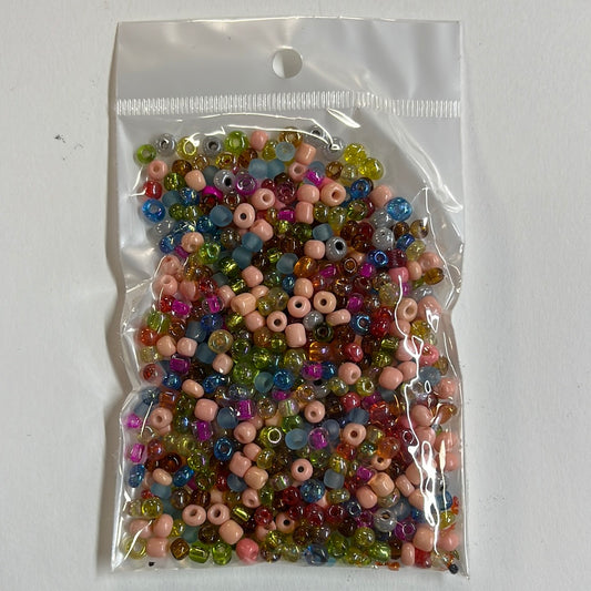 SEED BEAD 6/0 MULTI TRANSP 45GM