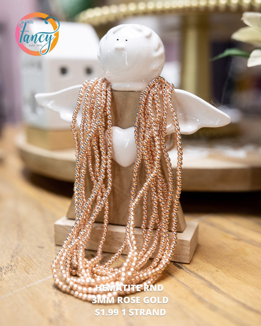 HEMATITE ROUND ROSE GOLD 1 STRAND