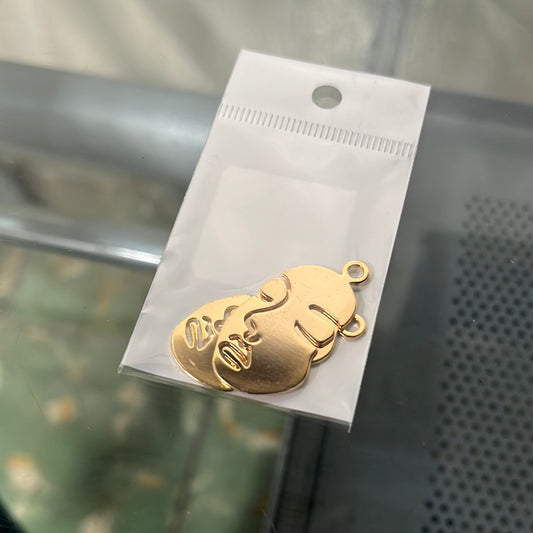 PENDANT FACE DOBLE ENCHAPE 18KT GOLD 34MM 2PC