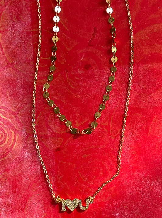 NECKLACE CHAINS 2 LAYERS LOVE YOU