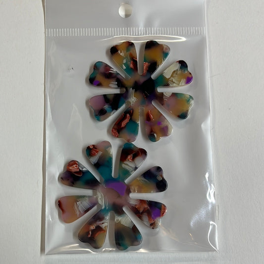 PENDANT DAISY 46MM ACRYLIC PURPLE 2 PC