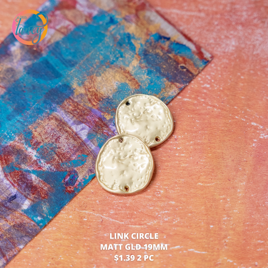 LINK CIRCLE HAMMERED MATT GLD 19MM 2 PZAS