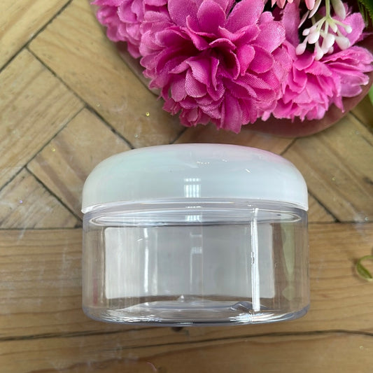 JAR 4OZ CLEAR LOW CAP BLACK OR WHITE