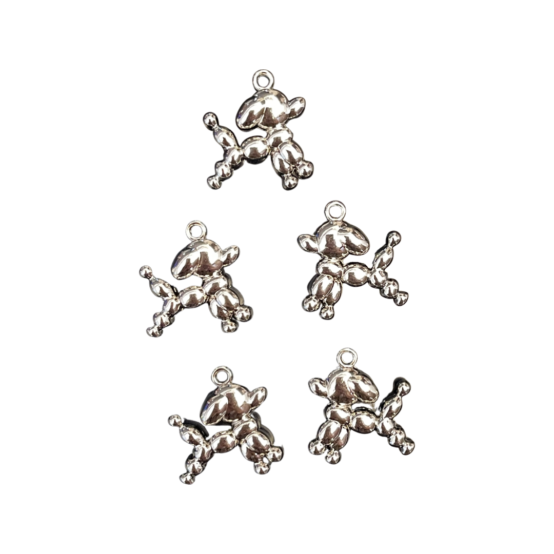 CHARM DOG BALLOON PLATINUM 21MM 5PC