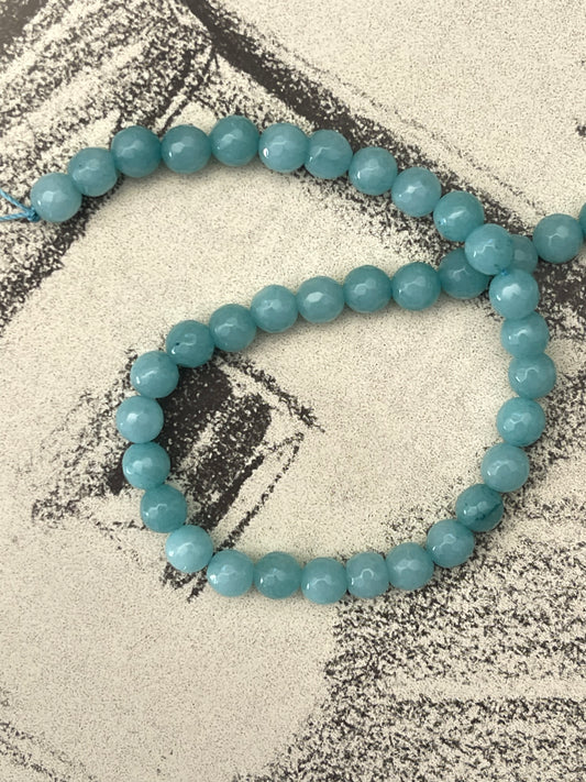 JADE 8mm Round LIGHT Aquamarine 1 strand